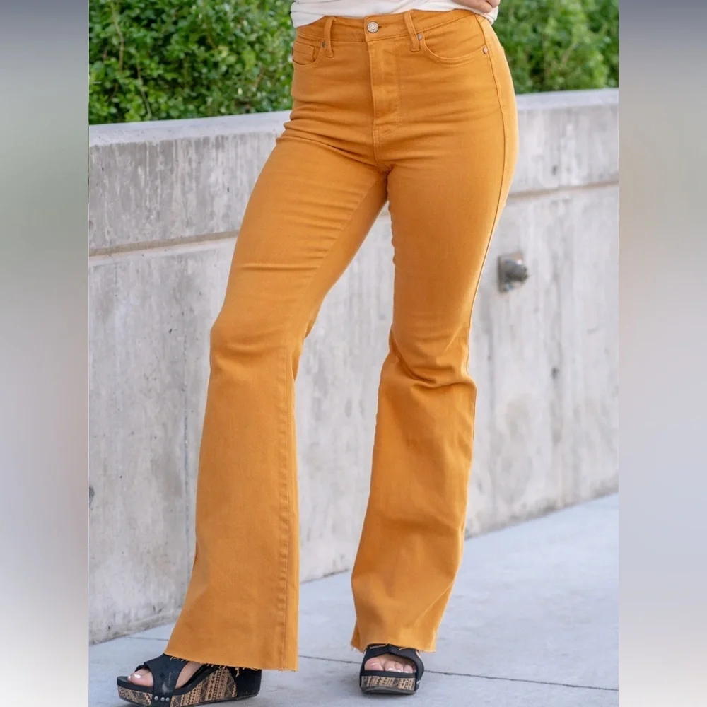 Judy Blue Marigold High Rise Tummy Control Top Flare Jeans Womens 7 28 Stretch
